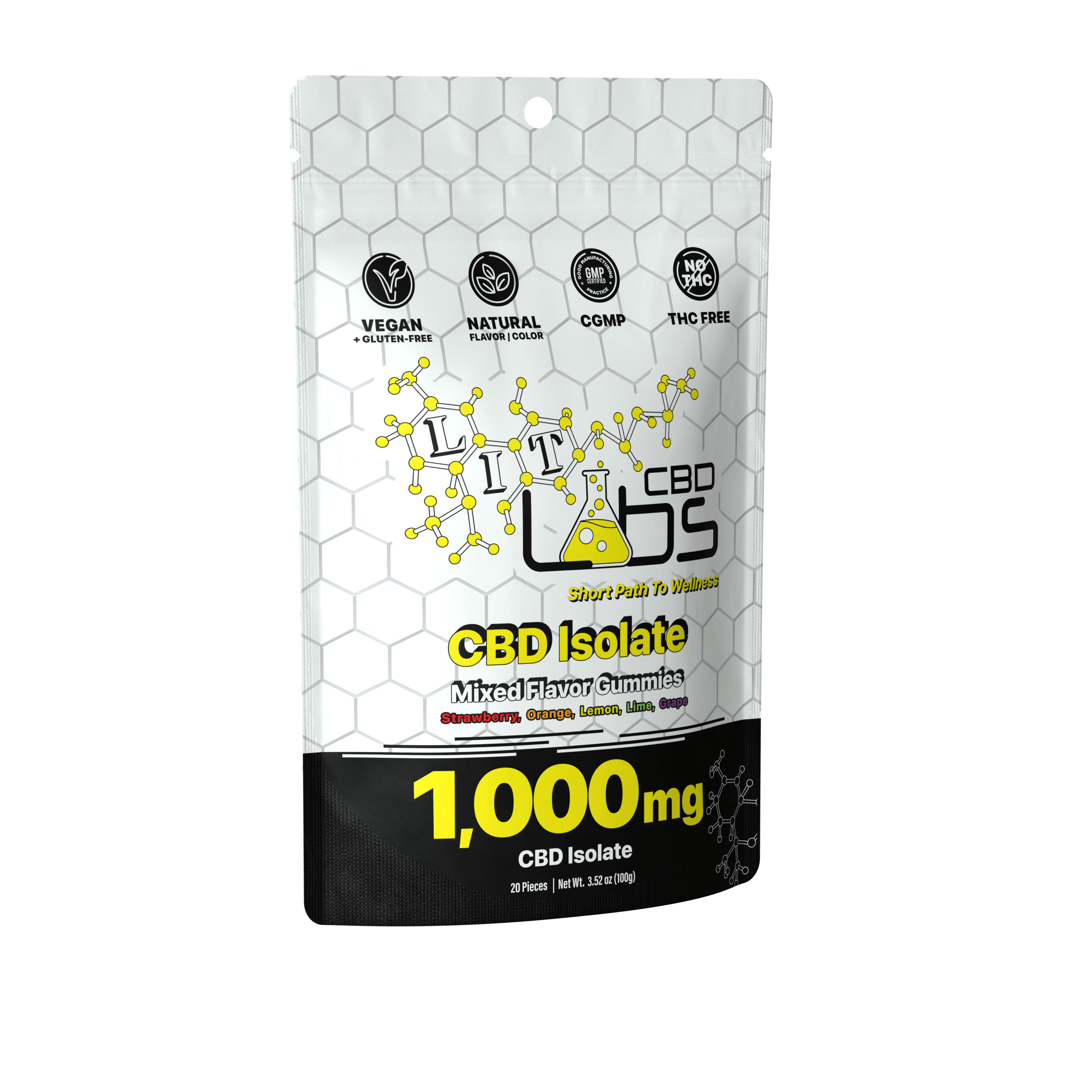 Lit Labs - CBD ISOLATE (NO THC) - Mixed Flavor Gummy 1,000mg (20 pcs) - 1