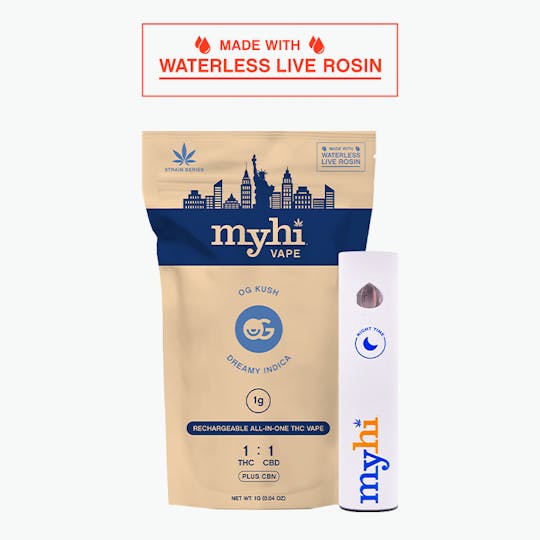 My Hi - OG Kush Indica (1:1 THC:CBD + CBN) - Waterless Rosin AIO Vape - 1g - 1