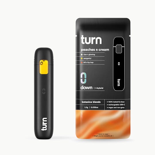 turn - 1.0g AIO | peaches n cream | botanica blends | down | - 1