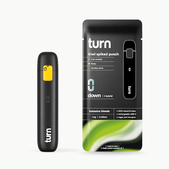 turn - 1.0g AIO | kiwi spiked punch | botanica blends | down | - 1