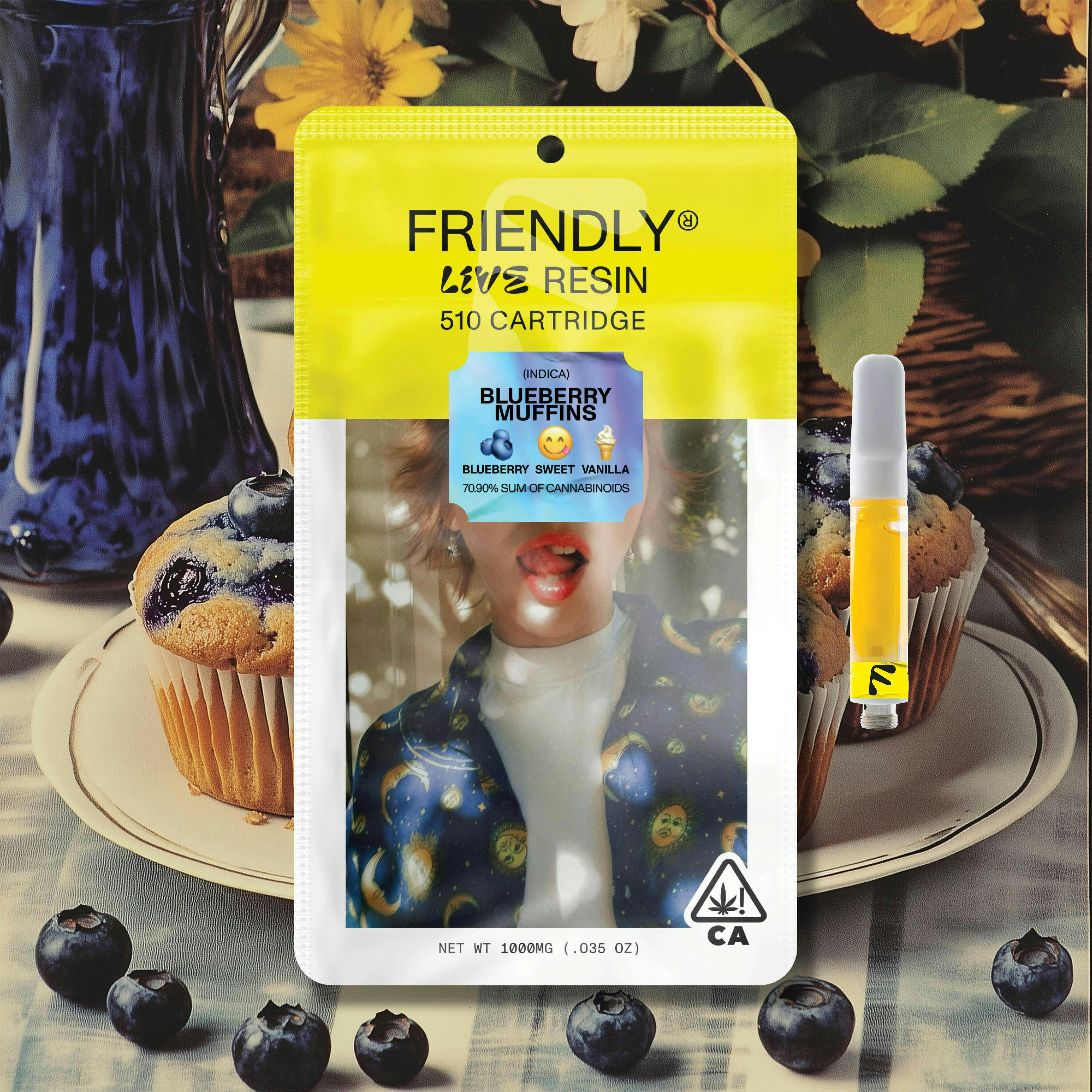 Friendly Brand - Friendly Brand | Blueberry Muffins | Live Resin Cartridge | 1g - 1