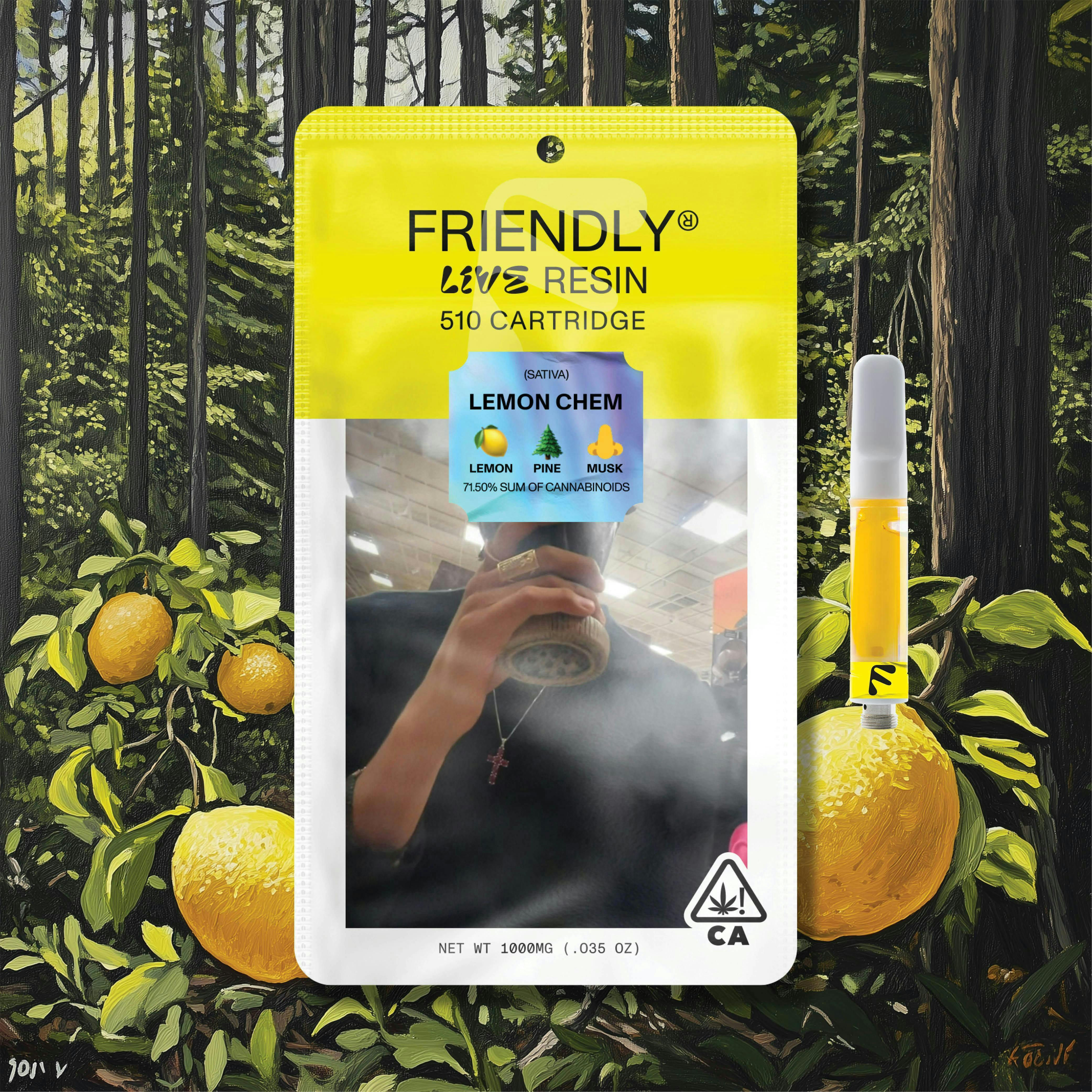 Friendly Brand - Friendly Brand | Lemon Chem | Live Resin Cartridge | 1g - 1