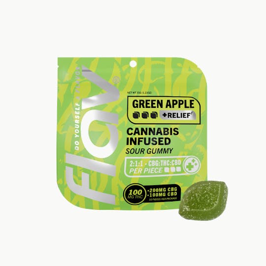 Flav - Green Apple Relief Sour Gummy CBG:THC:CDC - 1