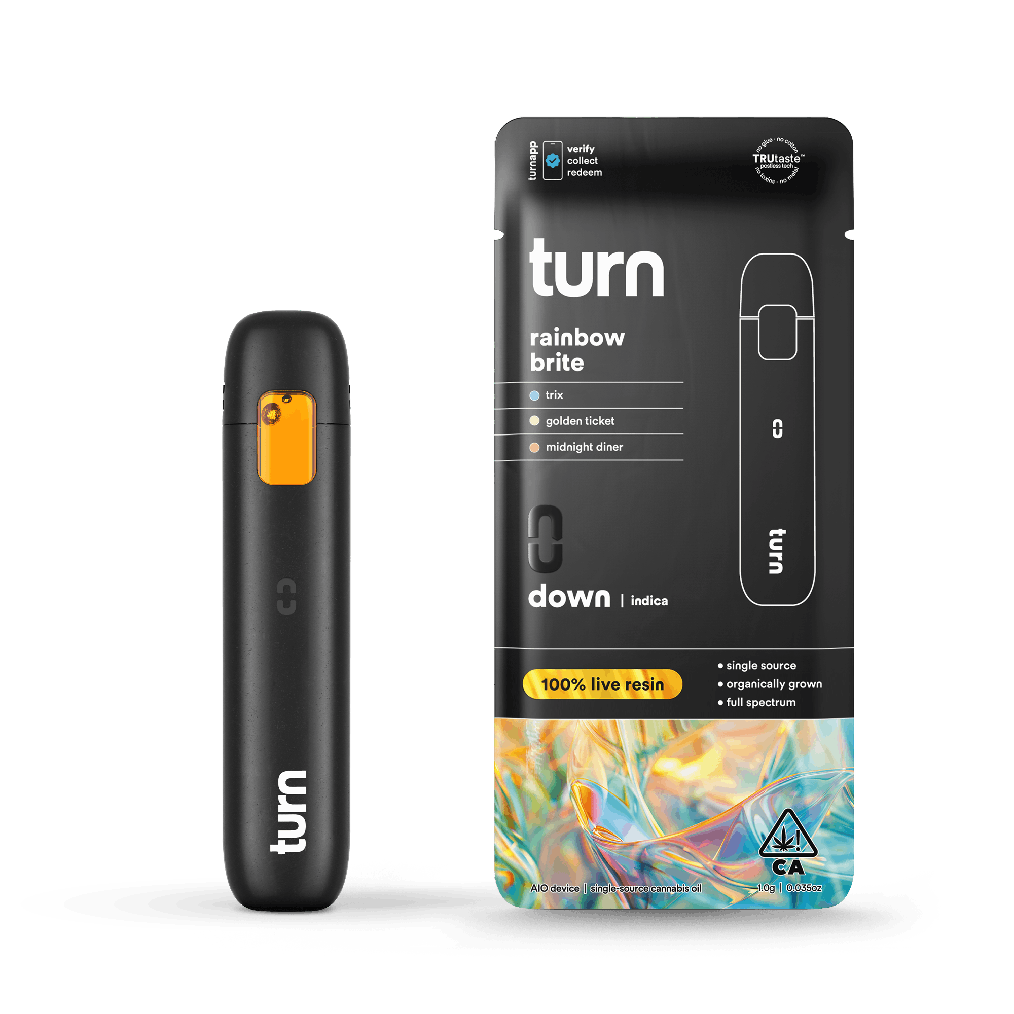 turn - 1.0g AIO | rainbow brite | 100% live resin | down | - 1