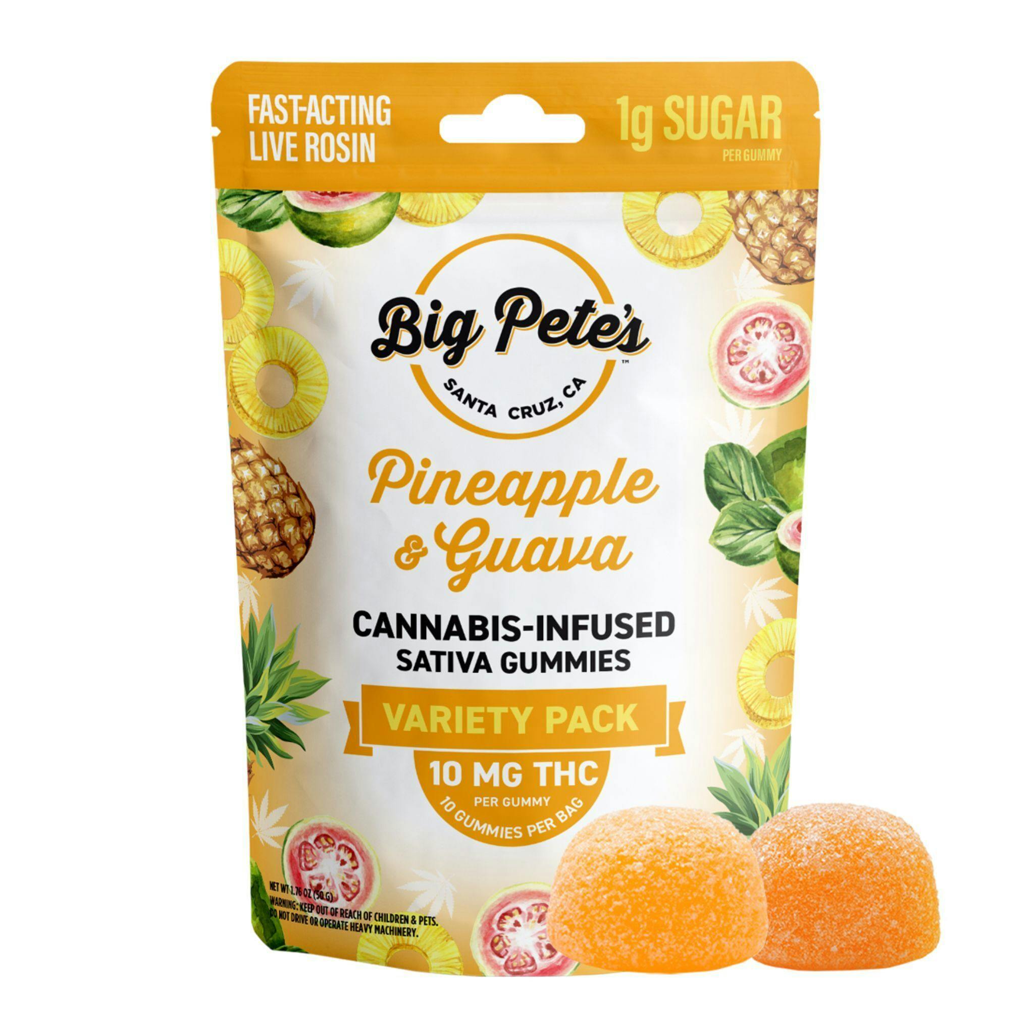 Big Pete's Treats - Pineapple & Guava Fast-Acting Rosin Gummy - 100mg THC 10pk (Sativa) - 1