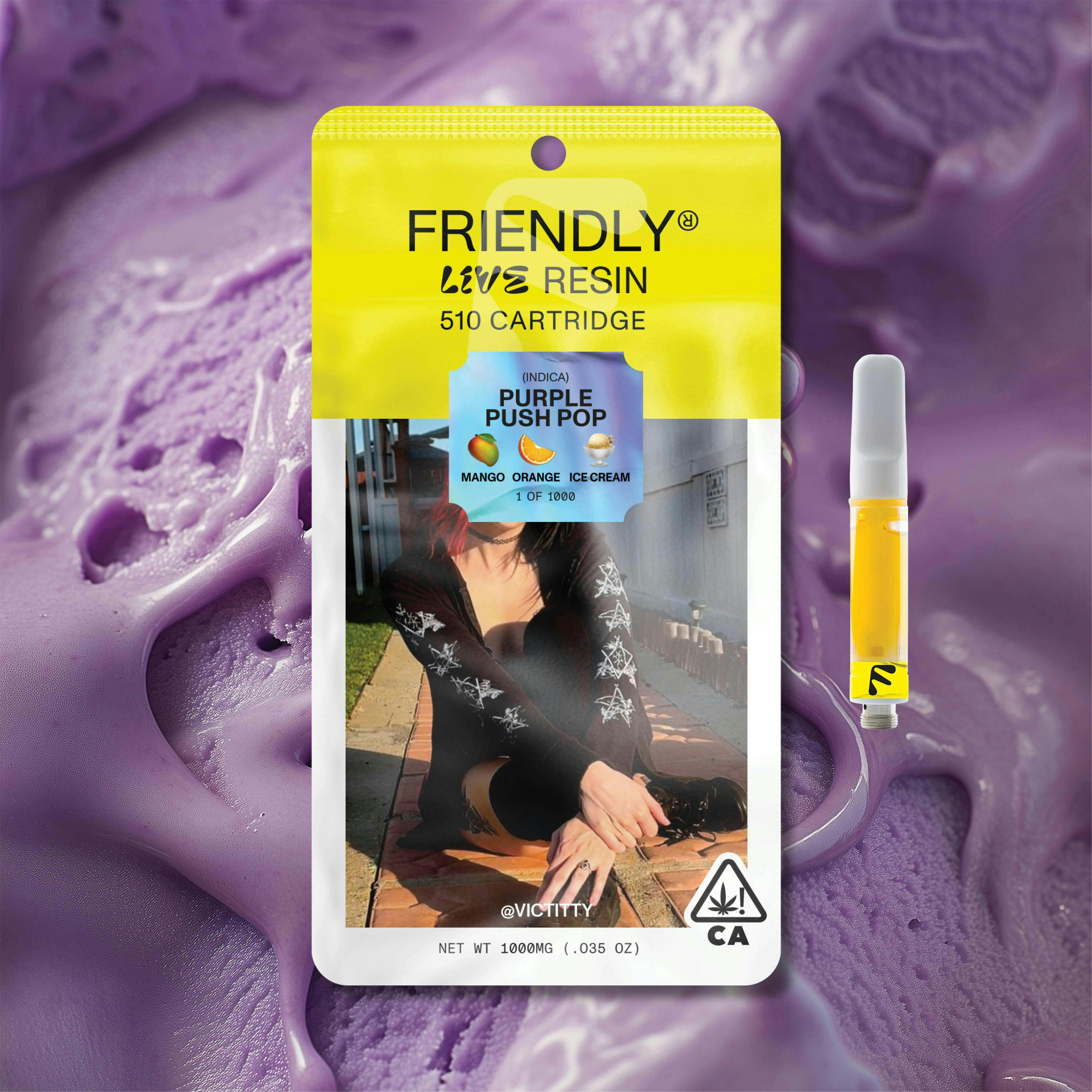 Friendly Brand - Friendly Brand | Purple Push Pop | Live Resin Cartridge | 1g - 1