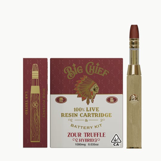 Big Chief - ZOUR TRUFFLE - 100% Live Resin 1G Cartridge & Battery Kit All-In-One - 1