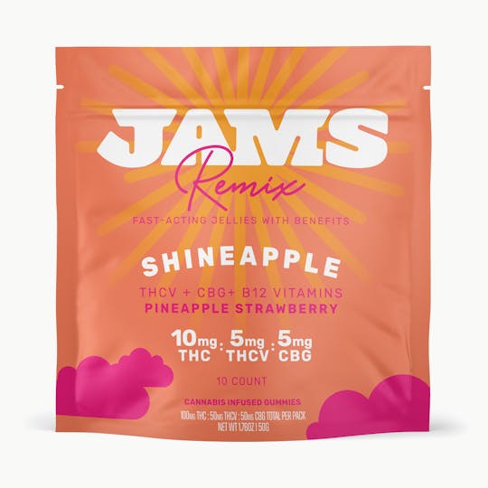 JAMS - Remix Fast-Acting Jellies - Shineapple 2:1:1 THC:CBG:THC-V 100mg | 10pk - 1