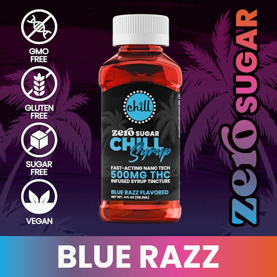 Chill Medicated - Blue Razz | ZERO Sugar 500mg THC Syrup Tincture | Chill Medicated | REC - 1