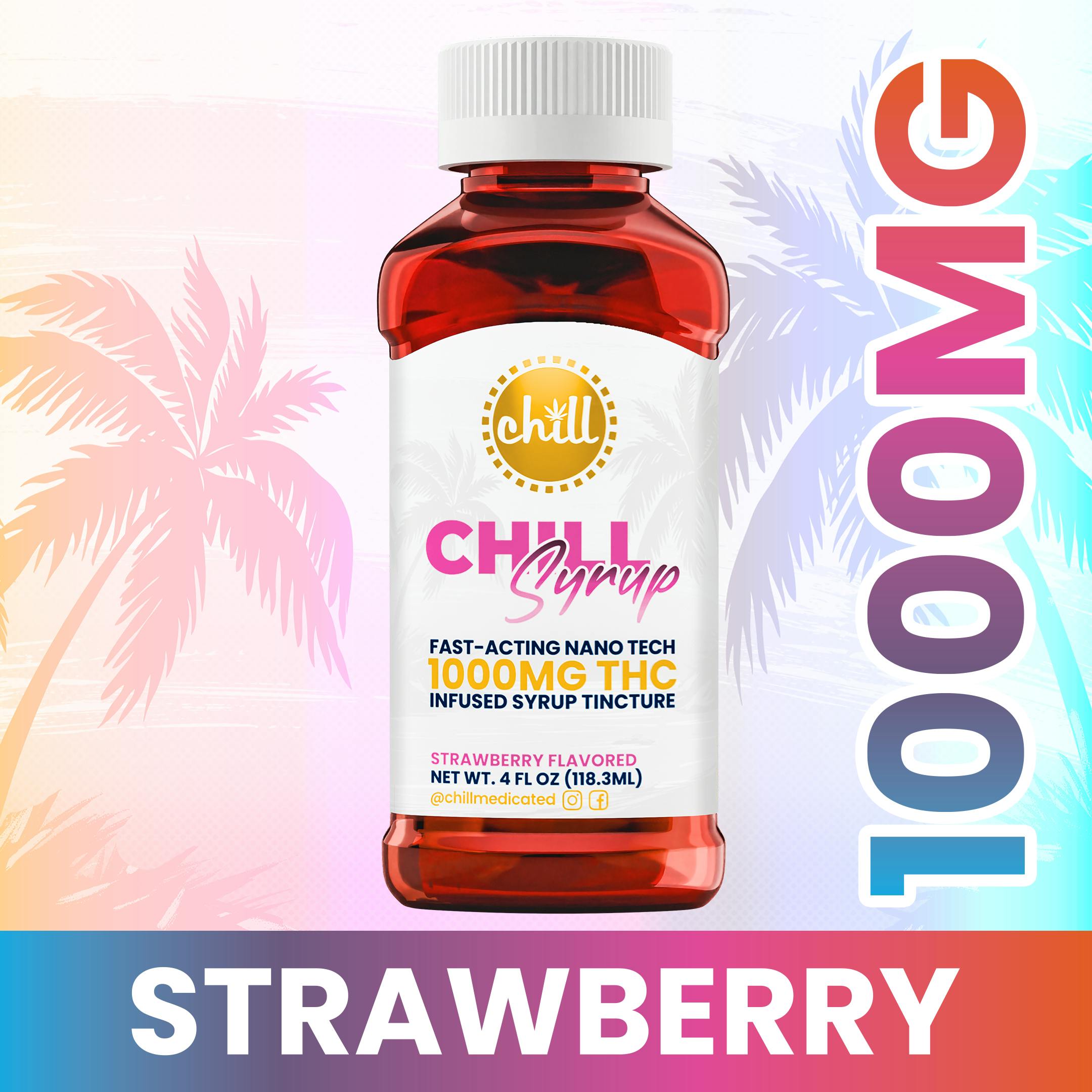 Chill Medicated - Strawberry | 1000mg THC Syrup Tincture | Chill Medicated | REC - 1