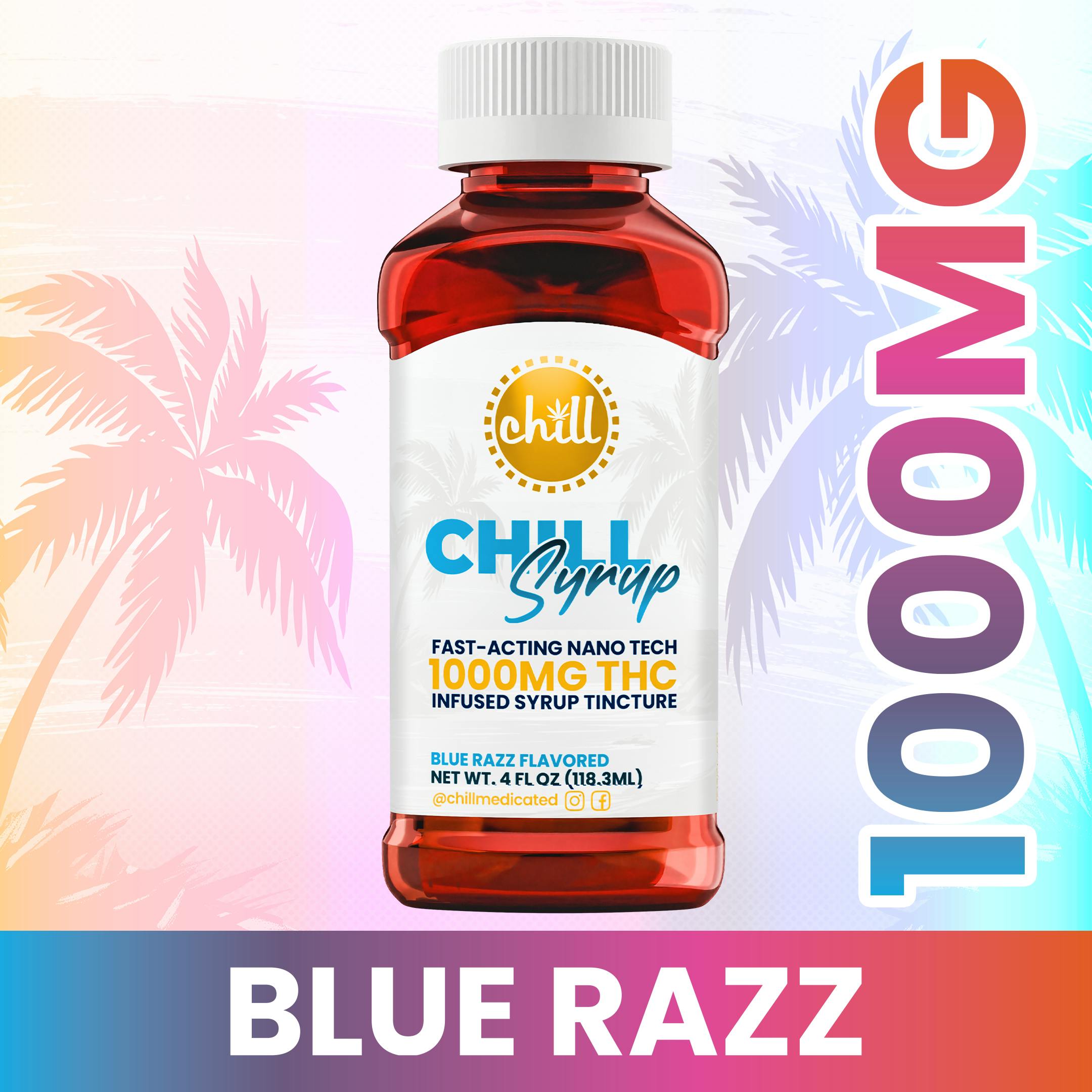 Chill Medicated - Blue Razz | 1000mg THC Syrup Tincture | Chill Medicated | REC - 1