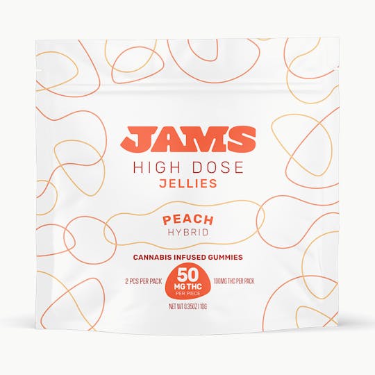 JAMS - High Dose Peach Jellies 100mg | 2pk - 1