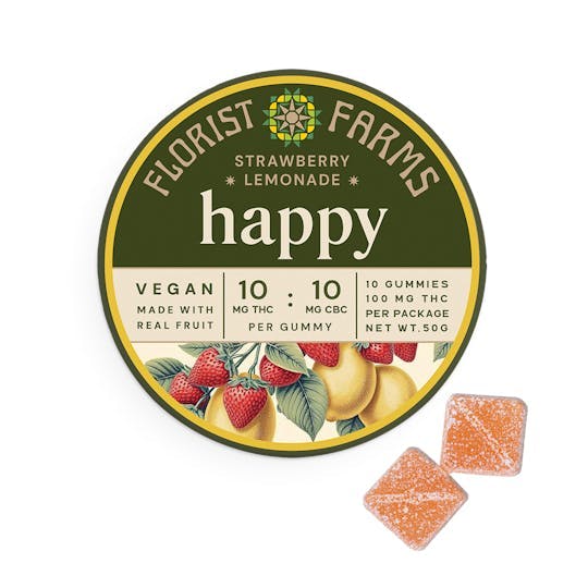 Florist Farms - Florist Farms | Happy Strawberry Lemonade Gummies | 100mg | 10ct | 10mg/ea - 1