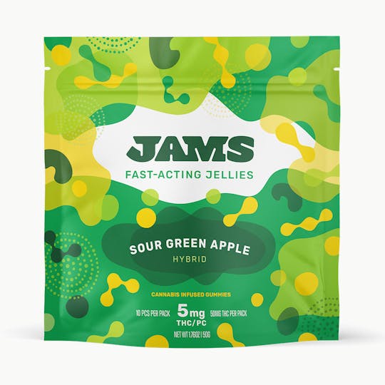 JAMS - Fast Acting Jellies - Sour Green Apple 50mg | 10pk - 1