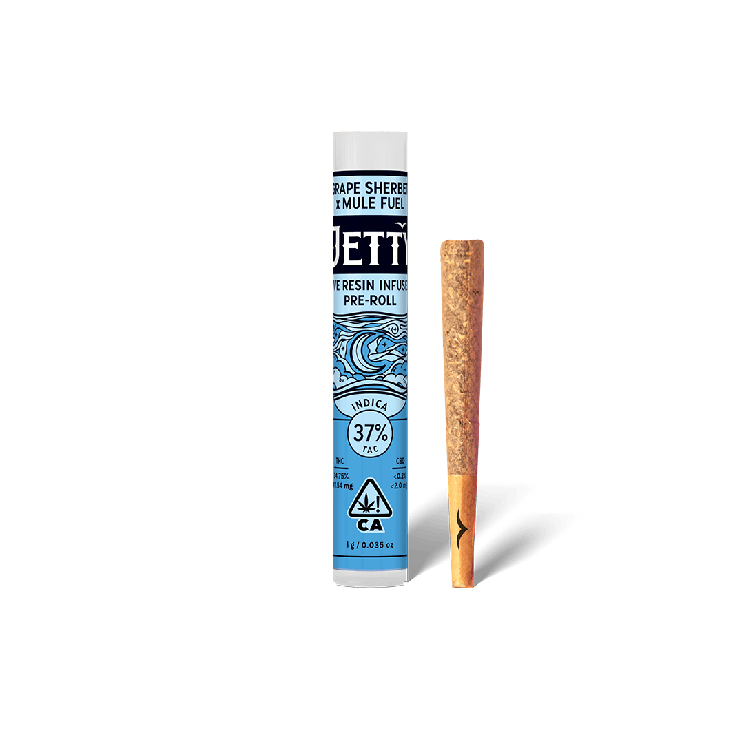 Jetty Extracts - Grape Sherbet x Mule Fuel | Live Resin Infused Joint | 1g - 1