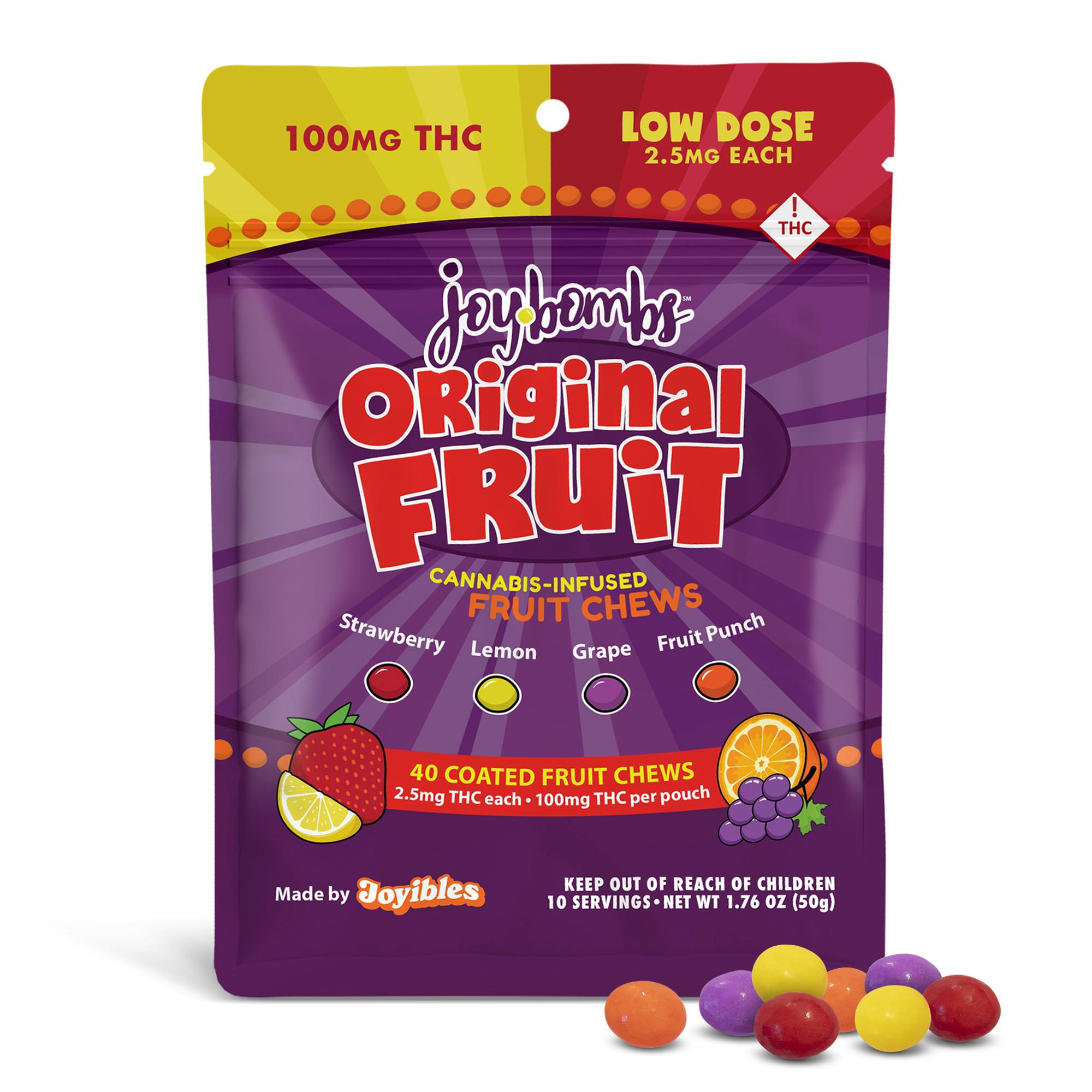 Joyibles - Joy Bombs Original Fruit - 100mg THC (40pk / 2.5mg THC ea) - 1