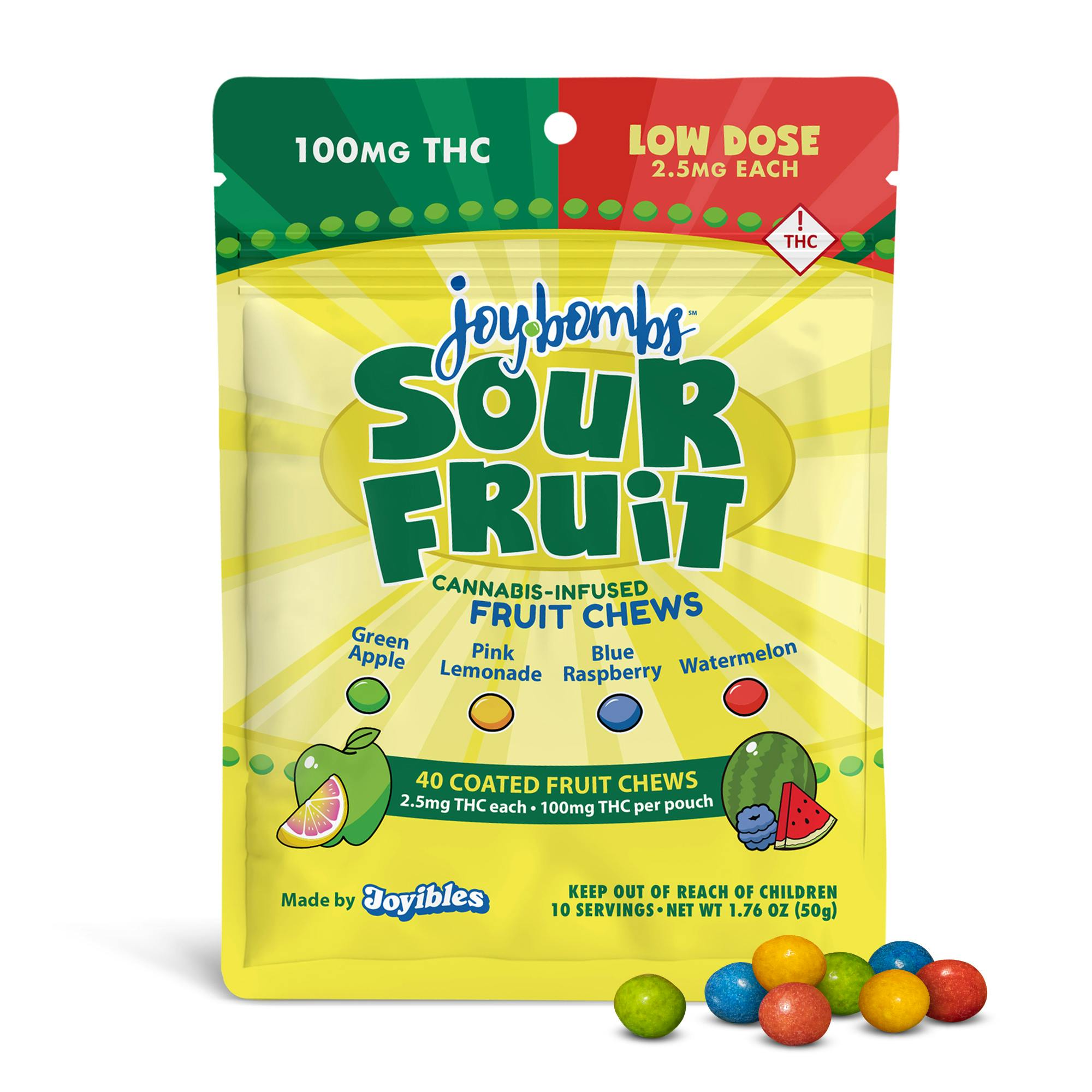 Joyibles - Joy Bombs Sour Fruit - 100mg THC (40pk / 2.5mg THC ea) - 1