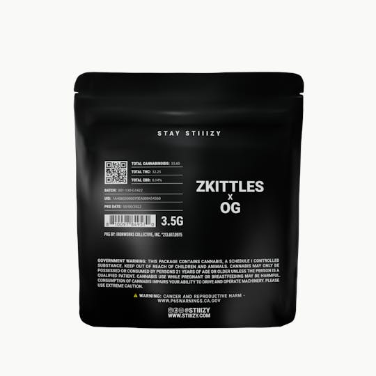 STIIIZY - - ZKITTLES X OG - 3.5G Black Label Mylar - 1