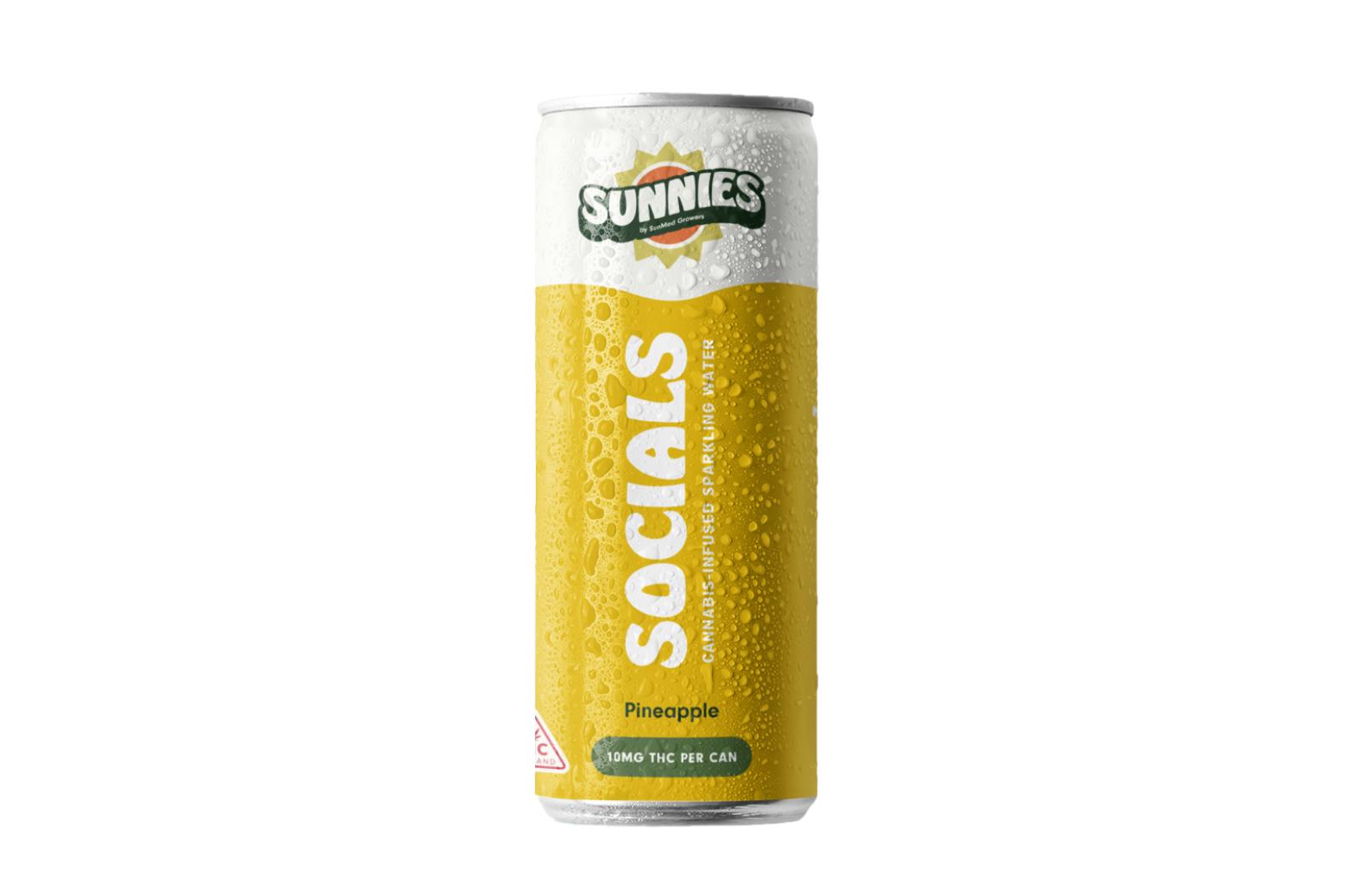 SunMed Growers - Socials - Pineapple Sparkling Water - 10mg THC - 12oz Can - 1
