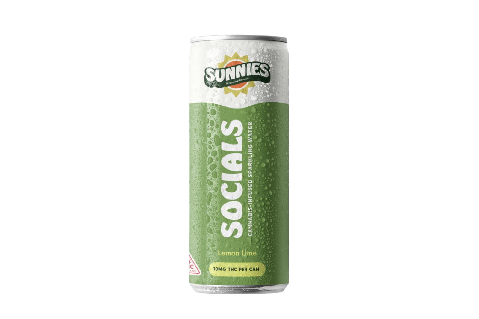 SunMed Growers - Socials - Lemon Lime Sparkling Water - 10mg THC - 12oz Can - 1