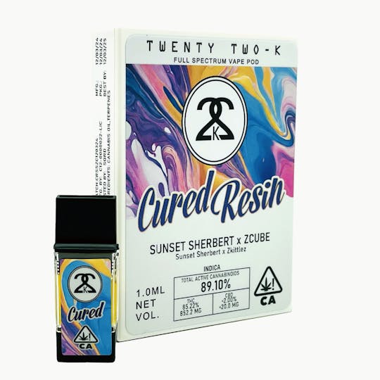 Twenty Two K / 22k - 22K - Cured Resin - Sunset Sherbert x Zcube - 1.0ml POD - 1