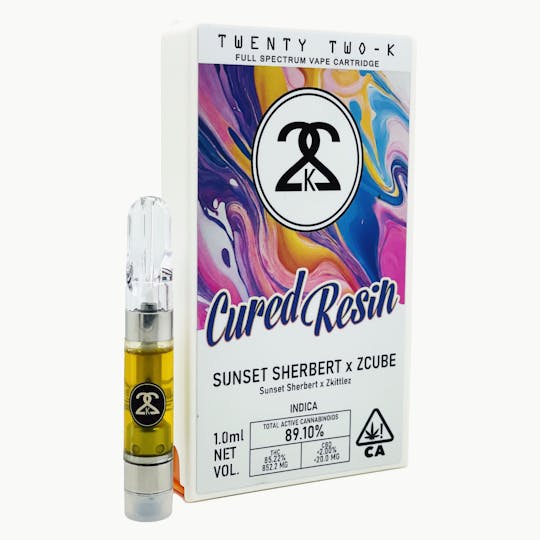 Twenty Two K / 22k - 22K - Cured Resin - Sunset Sherbert x Zcube - 1.0ml Cartridge - 1