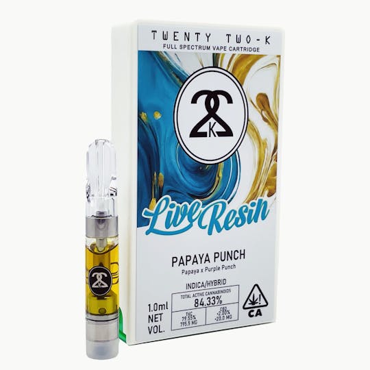 Twenty Two K / 22k - 22K - Live Resin - Papaya Punch - 1.0ml Cartridge - 1
