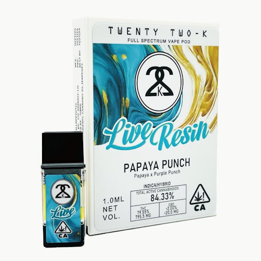 Twenty Two K / 22k - 22K - Live Resin - Papaya Punch - 1.0ml POD - 1