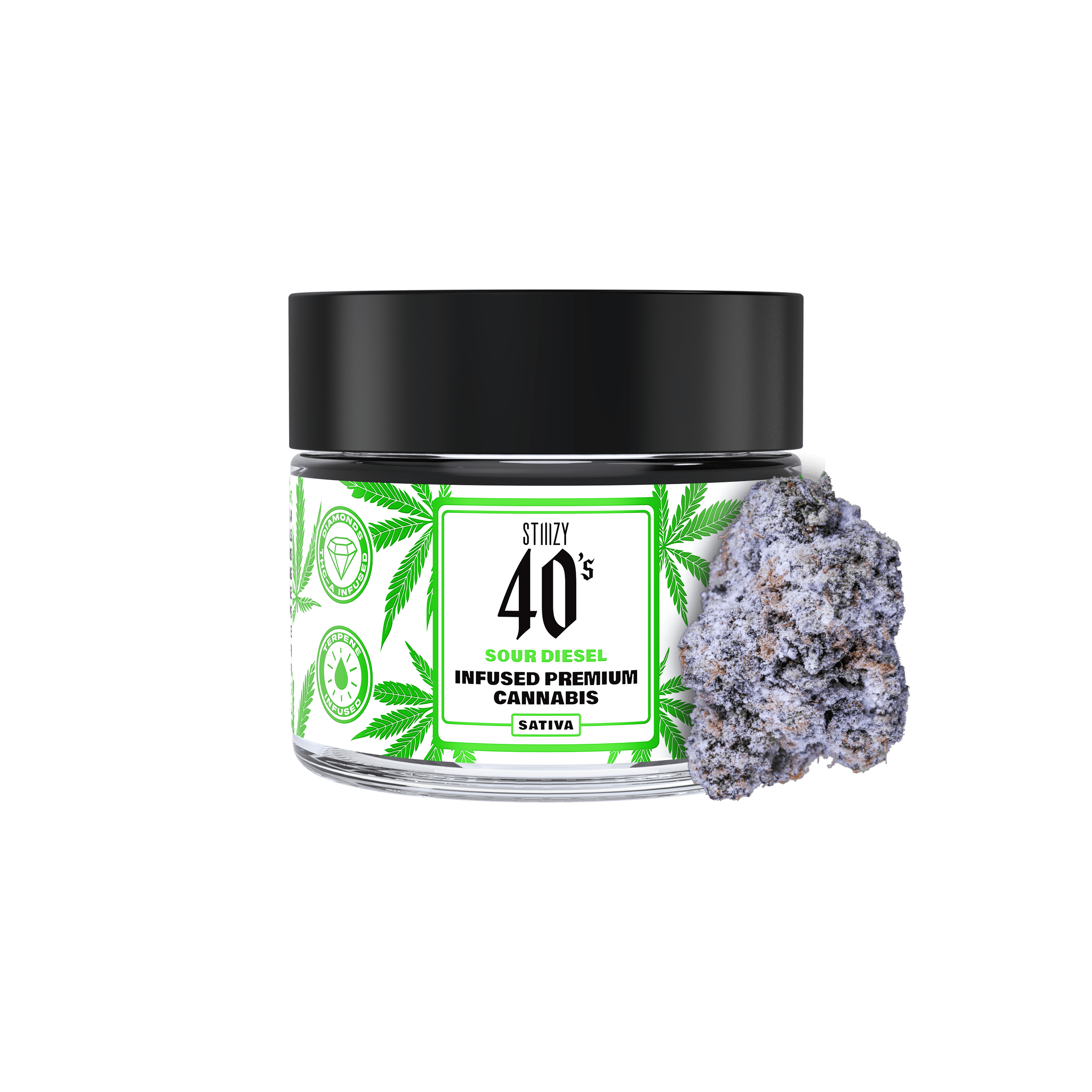 STIIIZY - - SOUR DIESEL - 3.5G 40's Infused Flower Jar - 1
