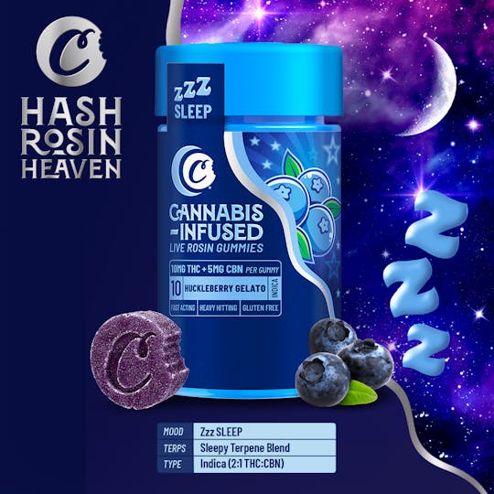 Cookies - Cookies - Live Rosin Sleep Gummies - Huckleberry Gelato (2:1 THC:CBN)- 10pk - 1
