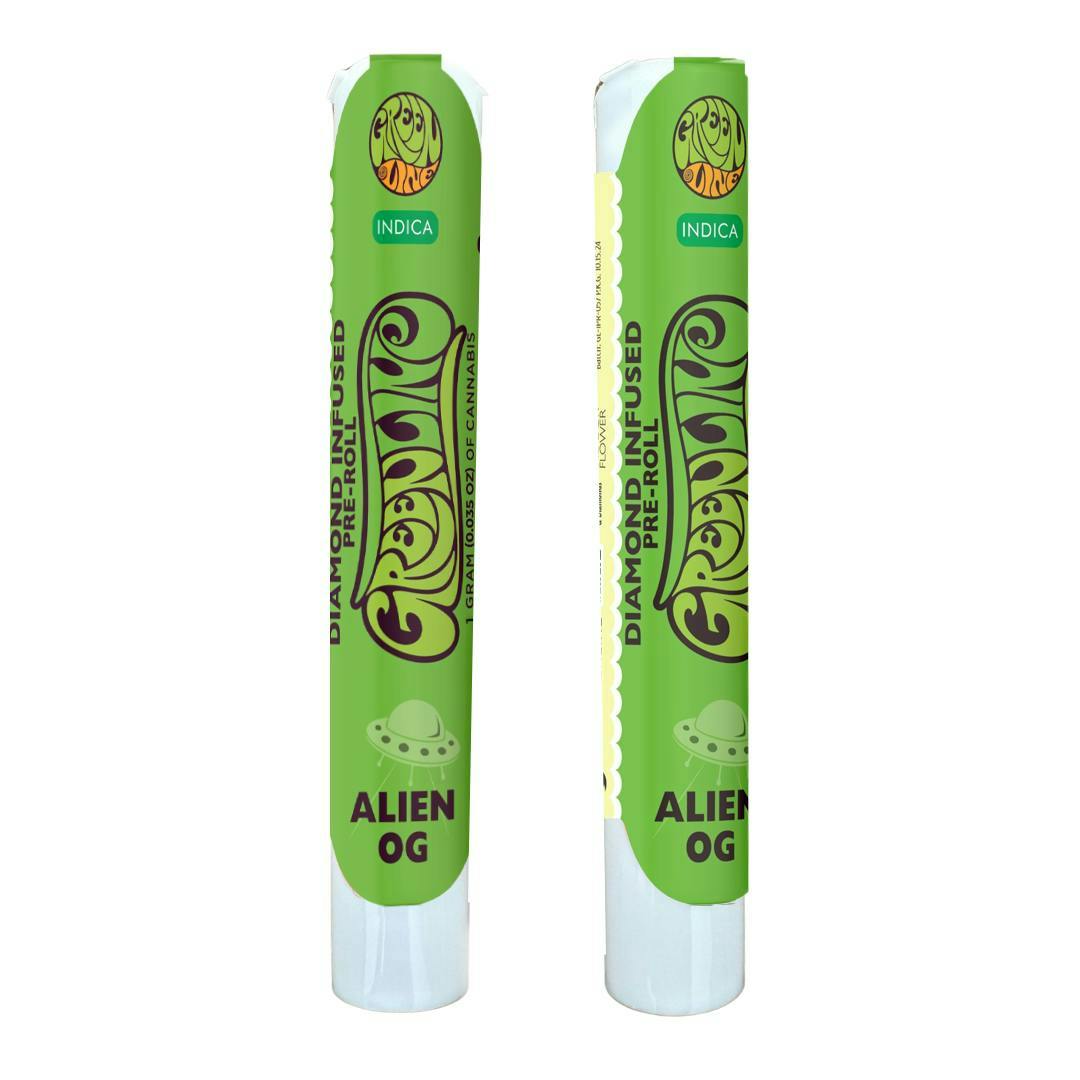 Greenline - Alien OG - Diamond Infused - Indoor Flower Pre-Roll - Hybrid - 1g - 1