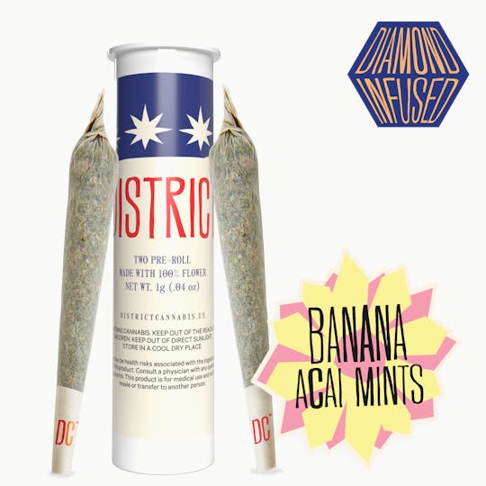 District Cannabis - Banana Acai Mints Diamond Infused Pre-Roll Pack 2ct - 1