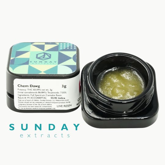 Sunday Extracts - 3g Concentrate Chem Dawg (Live Resin) - 1