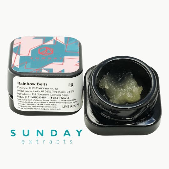 Sunday Extracts - 1g Concentrate Rainbow Belts (Live Resin) - 1