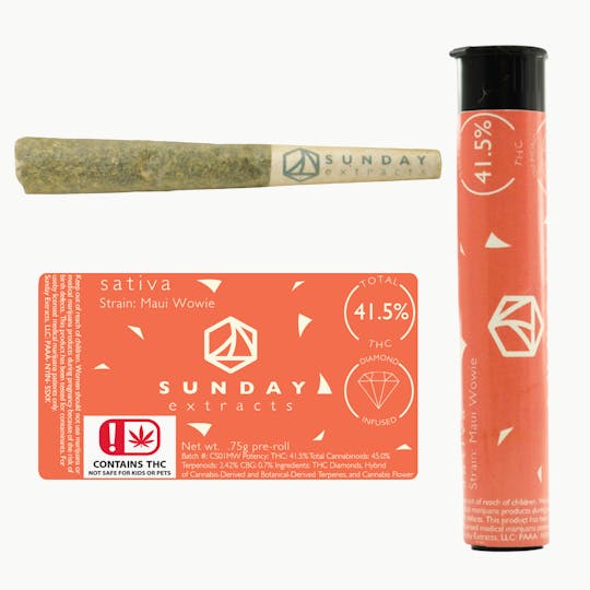 Sunday Extracts - 0.75g Diamond Infused Pre-Roll - Maui Wowie - 1