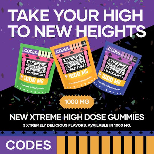 Codes - Codes: Xtreme Gummies | Watermelon | 1000mg | 5pk - 1