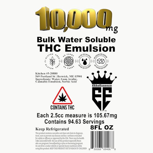 EkkoEssence - 10,000mg Fast Acting Bulk THC Emulsion - 1