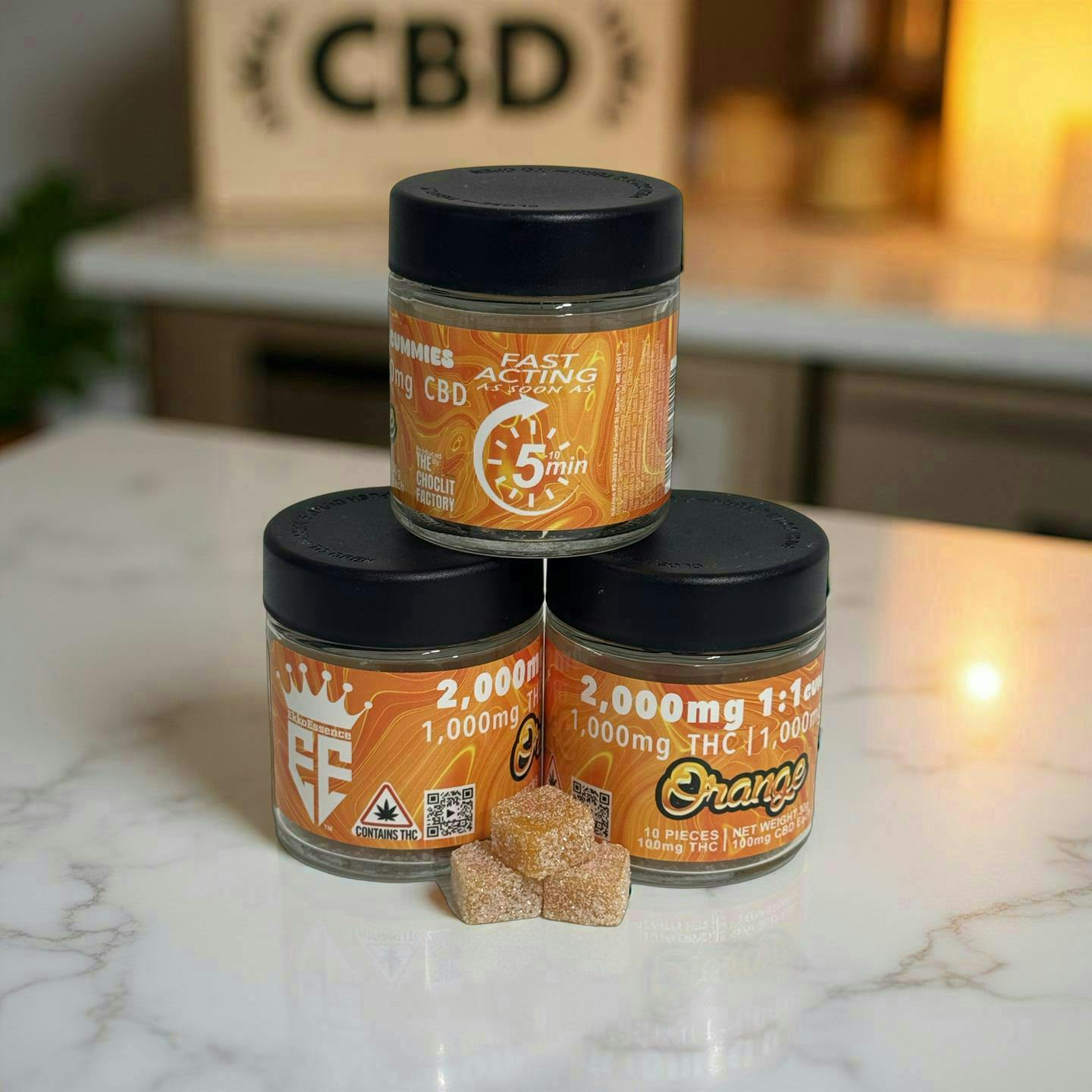 EkkoEssence - EkkoEssence | Fast Acting 1:1 | Orange Gummies | 1000mg | 10ct | 100mg/ea - 1