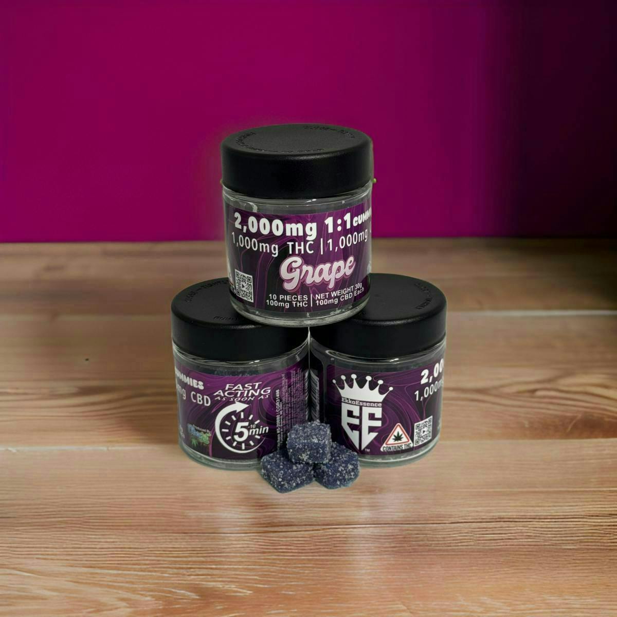 EkkoEssence - EkkoEssence | Fast Acting 1:1 | Grape Gummies | 1000mg | 10ct | 100mg/ea - 1