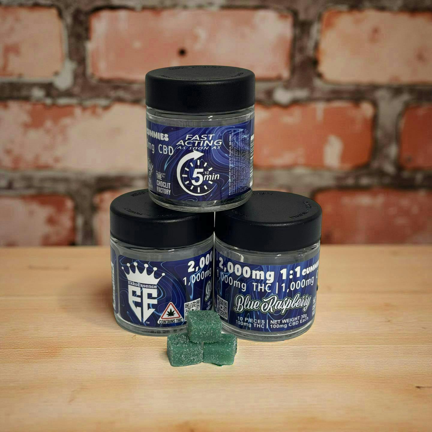 EkkoEssence - EkkoEssence | Fast Acting 1:1 | Blue Raz Gummies | 1000mg | 10ct | 100mg/ea - 1