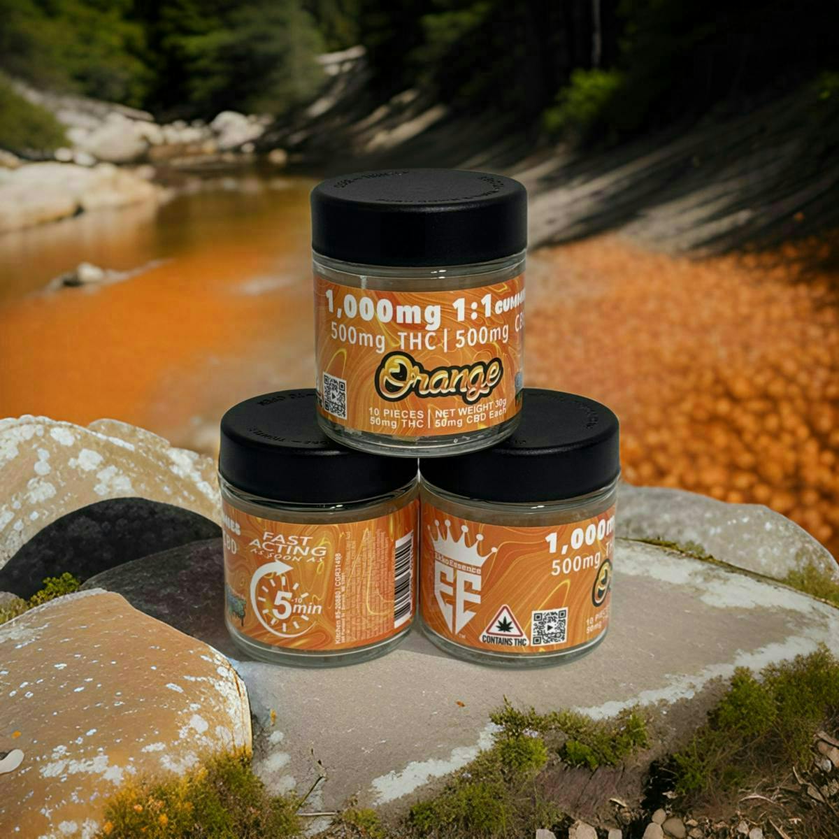 EkkoEssence - EkkoEssence | Fast Acting 1:1 | Orange Gummies | 500mg | 10ct | 50mg/ea - 1