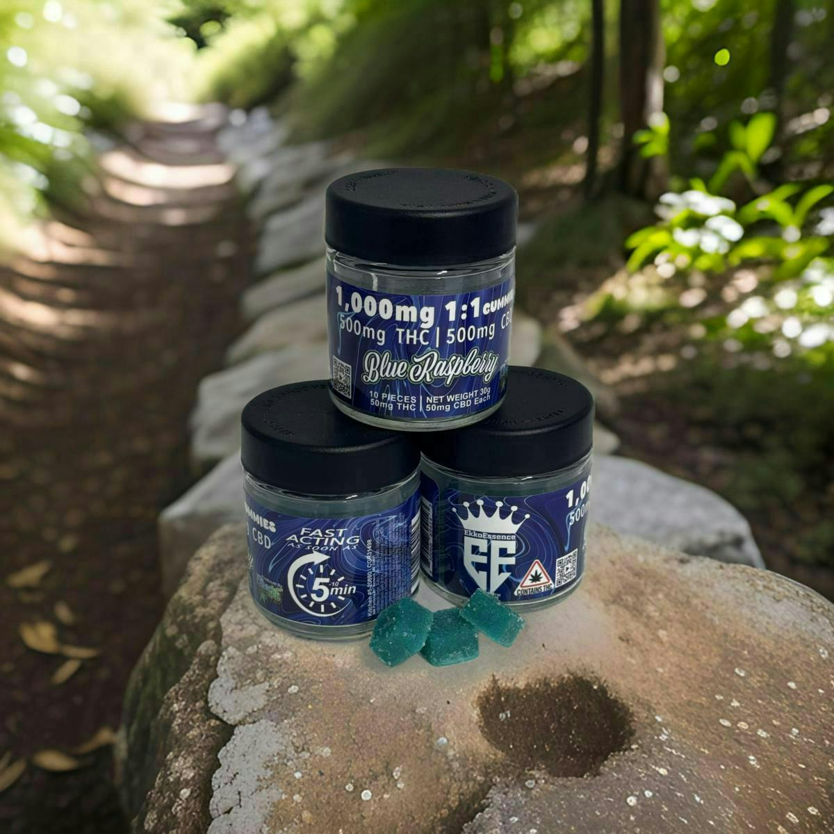 EkkoEssence - EkkoEssence | Fast Acting 1:1 | Blue Raz Gummies | 500mg | 10ct | 50mg/ea - 1