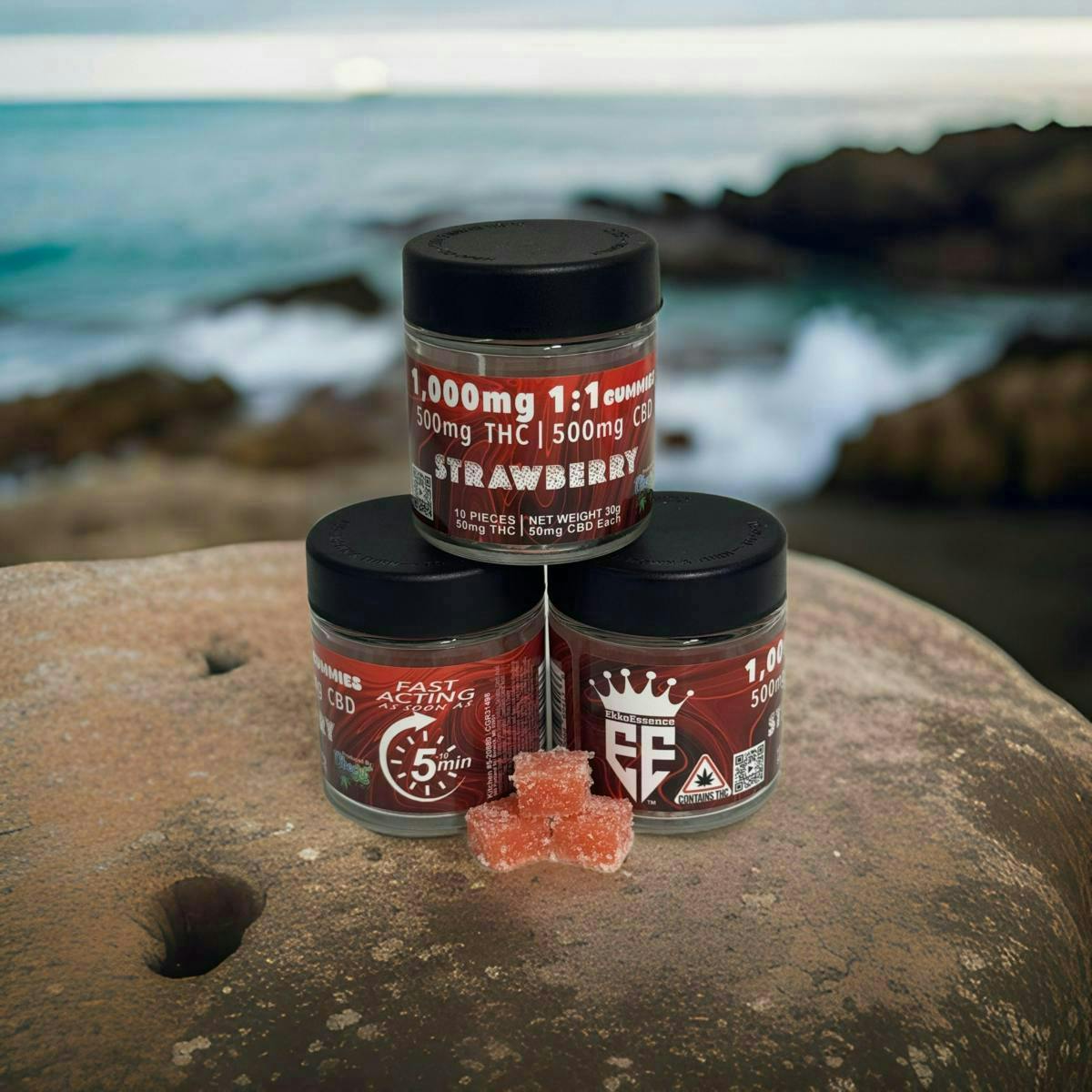 EkkoEssence - EkkoEssence | Fast Acting 1:1 | Strawberry Gummies | 500mg | 10ct | 50mg/ea - 1