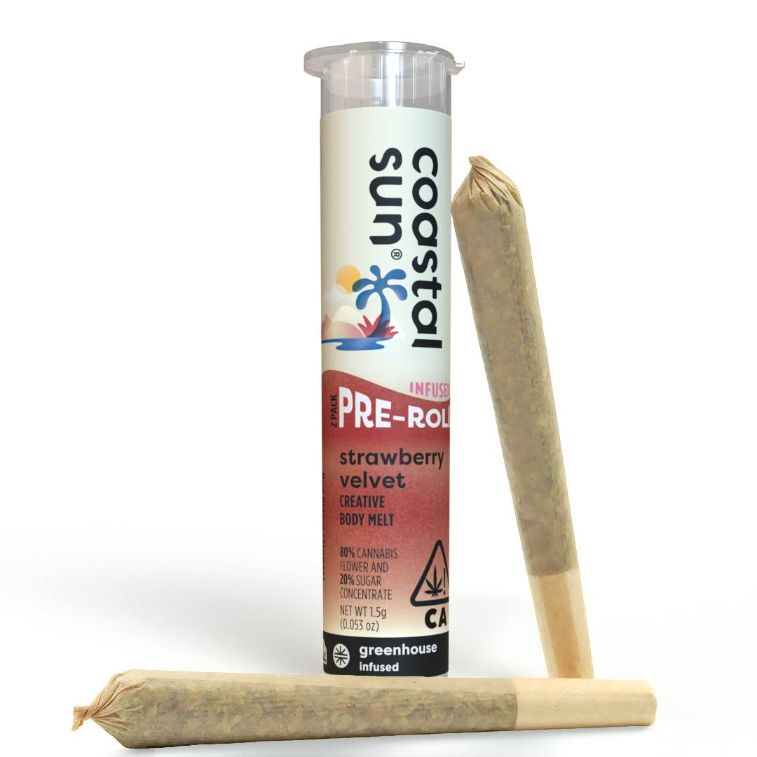 Coastal Sun - Strawberry Velvet Infused Greenhouse 0.75g Pre-Roll 2pk 1.5g - 1