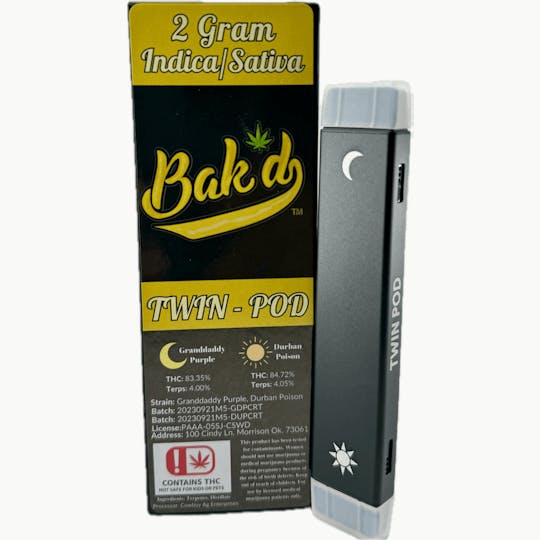 Bak'd - Bak'd 2G Disposable Sativa/Indica (Raspberry Kush / Galactic Gas) - 1