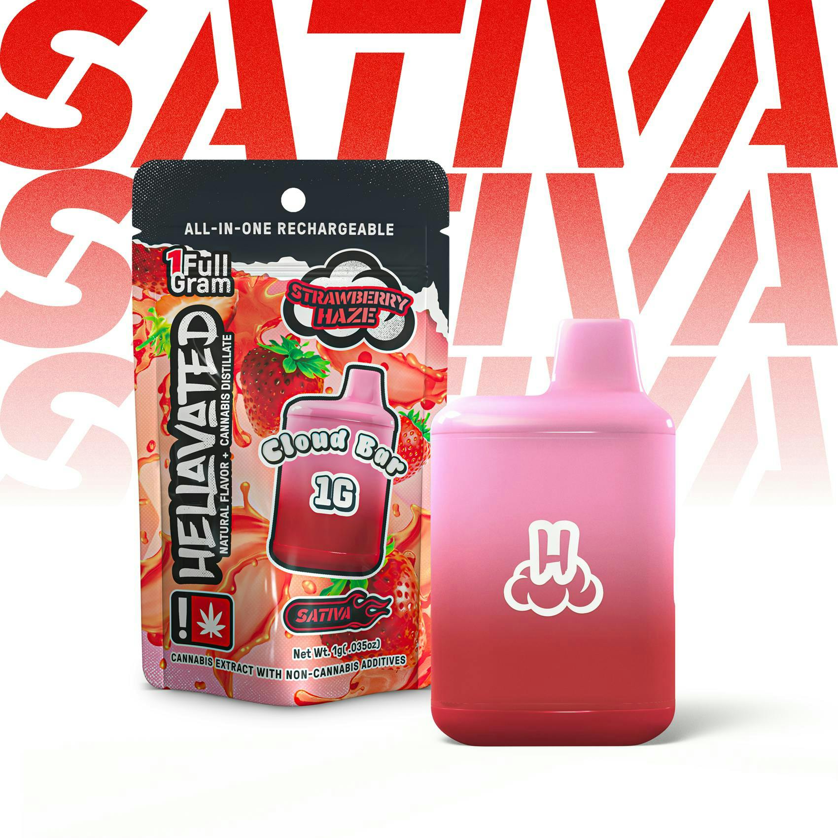 Hellavated - Strawberry Haze Cloud Bar 1g - 1