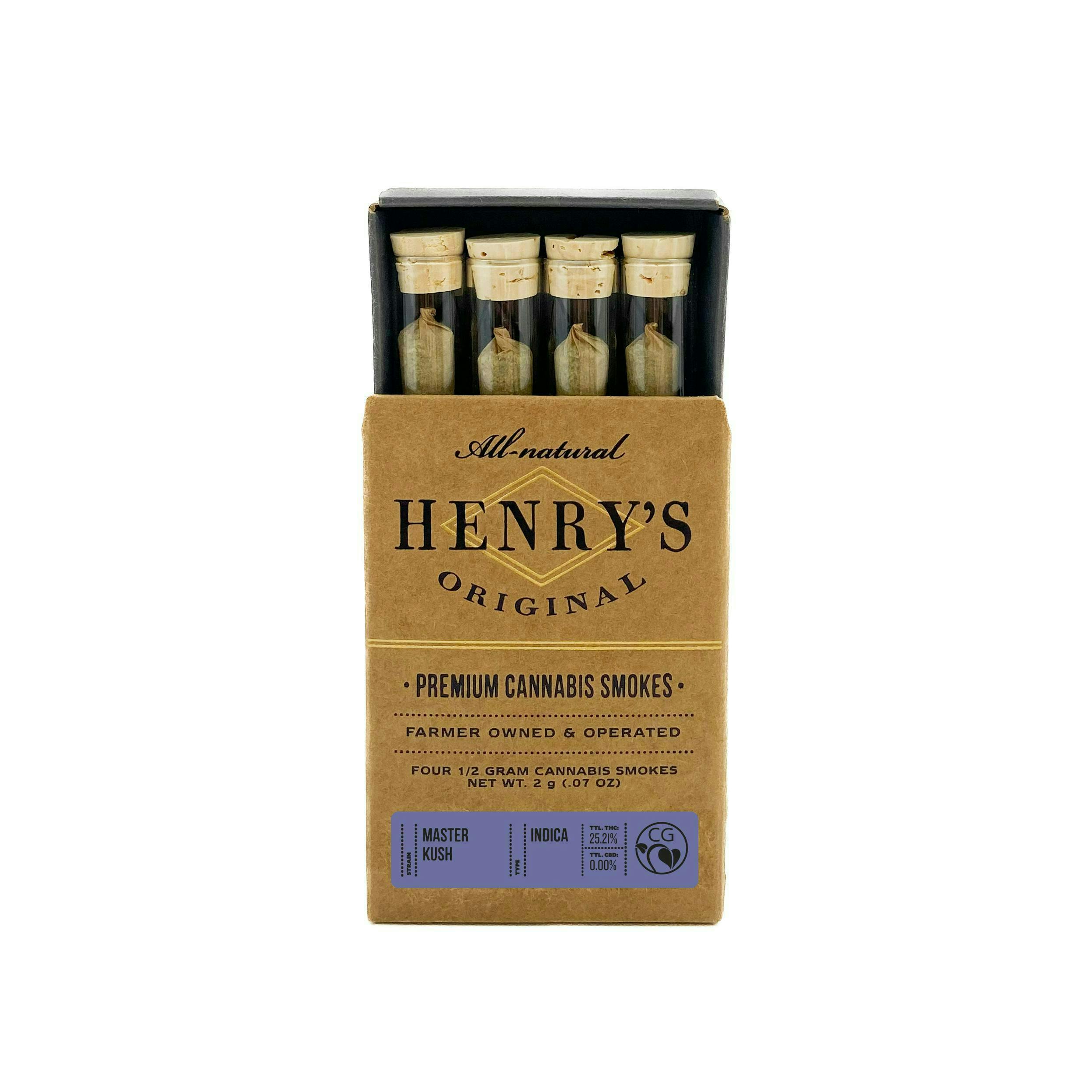 Henry's Original - Henry's Original | Master Kush | Joints | 0.5g each | 4pk - 1