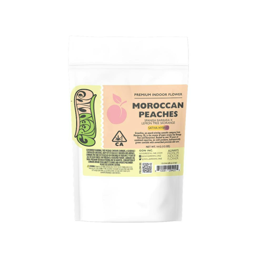Greenline - Moroccan Peaches - 1/2 oz - Indoor - Sativa Hybrid - 14g - 1