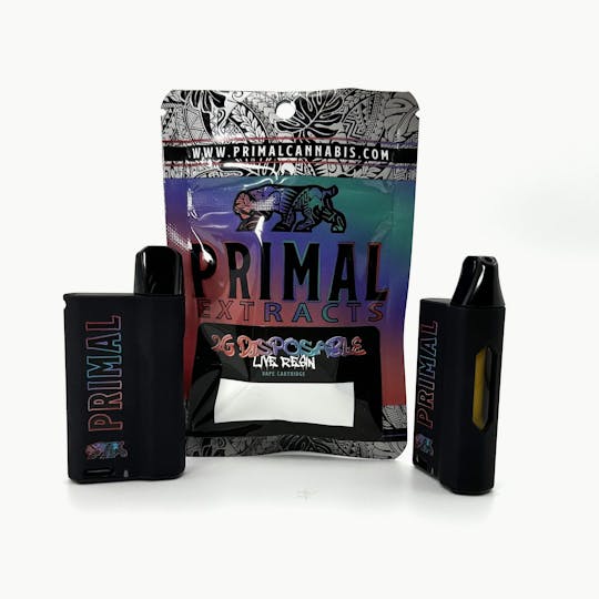 Primal Cannabis - 2 Gram Live Resin Disposable Vape Cartridge - Garlic Budder Kush - 1