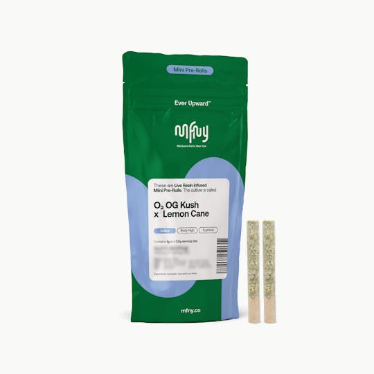 MFNY - O2 OG Kush x Lemon Cane MINI Live Resin Pre-rolls 2pk | 1g total - 1
